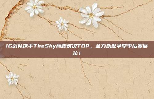 IG战队携手TheShy巅峰对决TOP，全力以赴争夺季后赛席位！